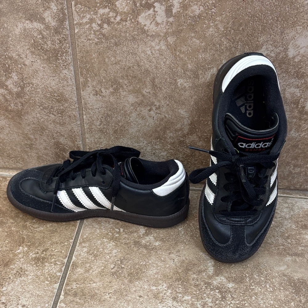Adidas Kid’s Black and White Striped Sneakers